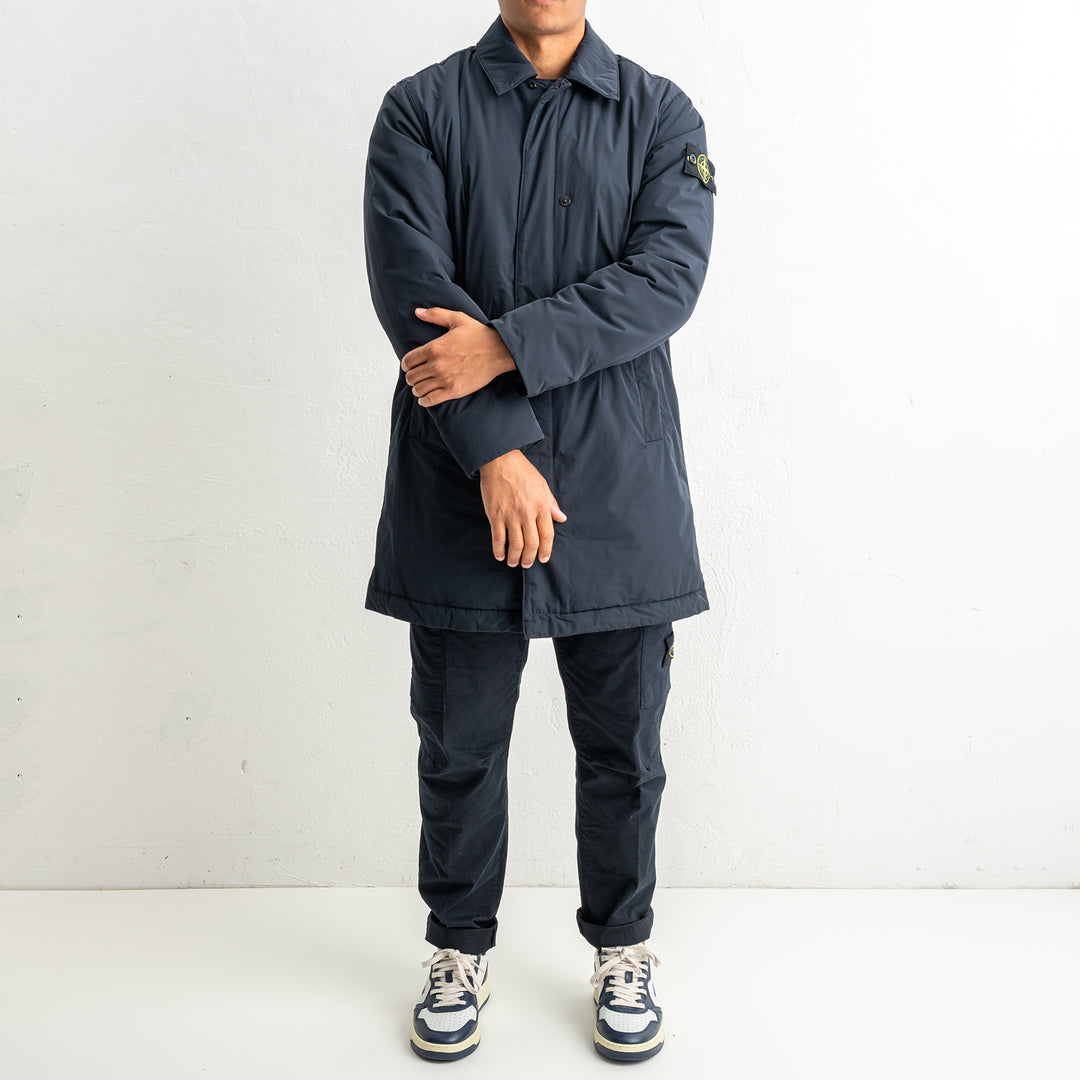 Micro Twill Long Coat 7100007 Navy Blue