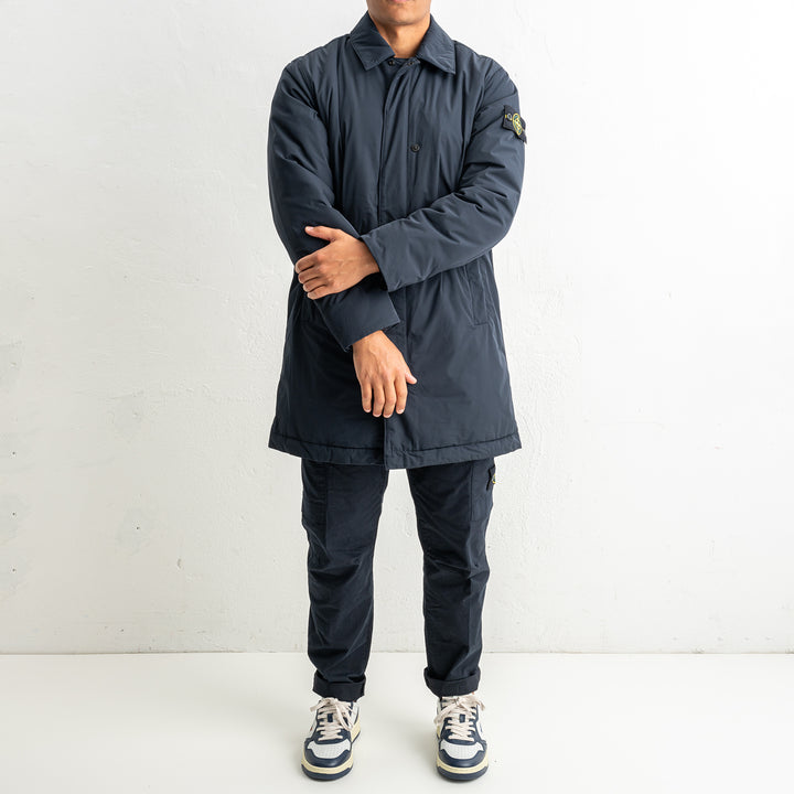 Micro Twill Long Coat 7100007 Navy Blue