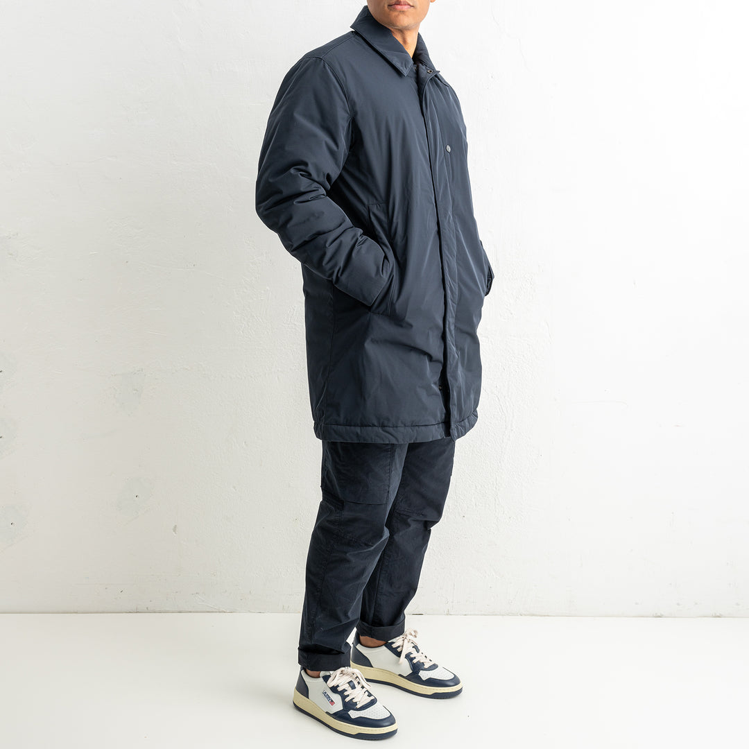 Micro Twill Long Coat 7100007 Navy Blue