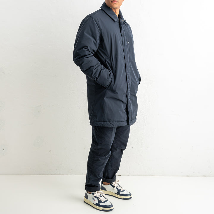 Micro Twill Long Coat 7100007 Navy Blue