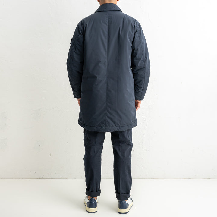 Micro Twill Long Coat 7100007 Navy Blue