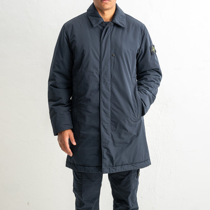 Micro Twill Long Coat 7100007 Navy Blue