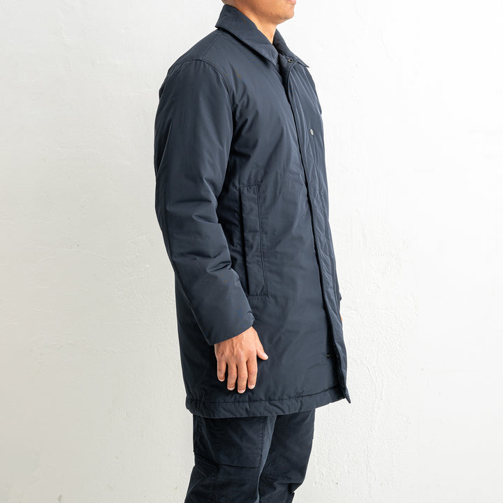 Micro Twill Long Coat 7100007 Navy Blue