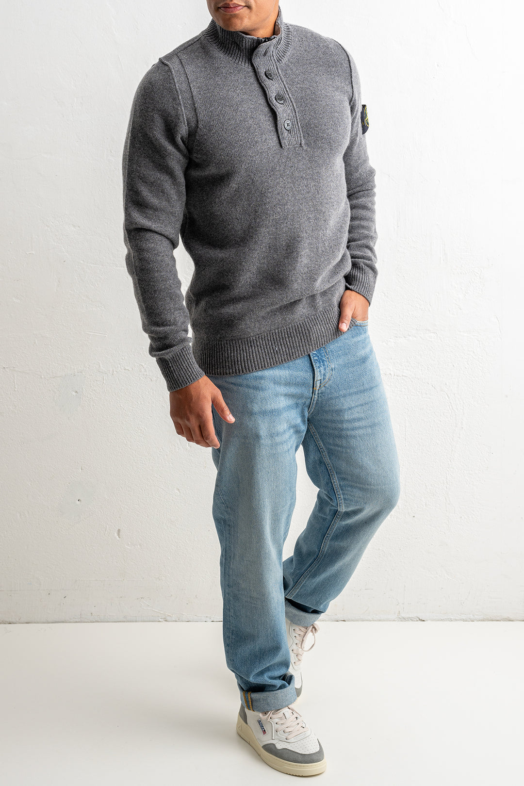 Lambswool Half Zip Sweater 5100040 CEMENT MELANGE