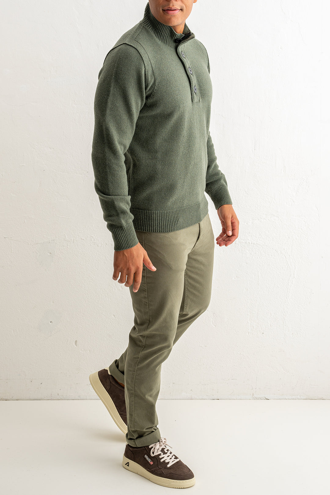 Lambswool Half Zip Sweater 5100040 MILITARY GREEN