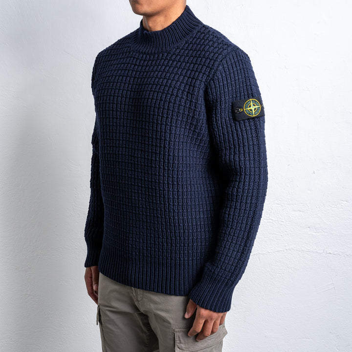 Classic Roundneck Wool Sweater Navy Blue