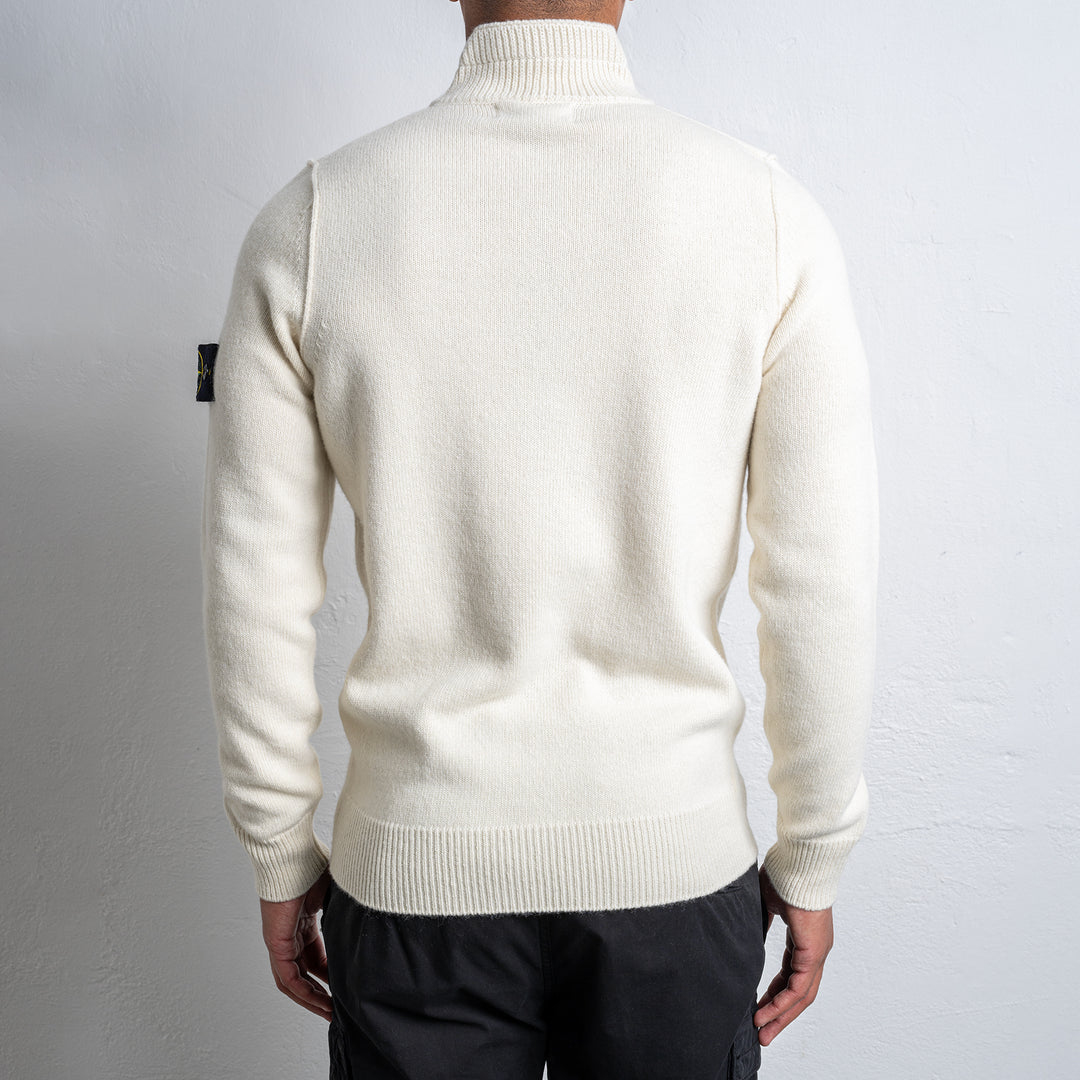 Halz Zip Knitted Wool Sweater NATURAL