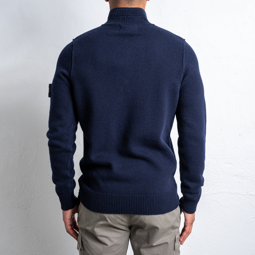 Halz Zip Knitted Wool Sweater Navy Blue