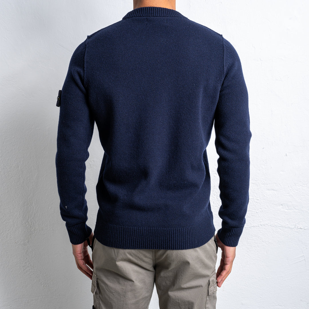 Wool Mix Knitted Sweater Navy Blue