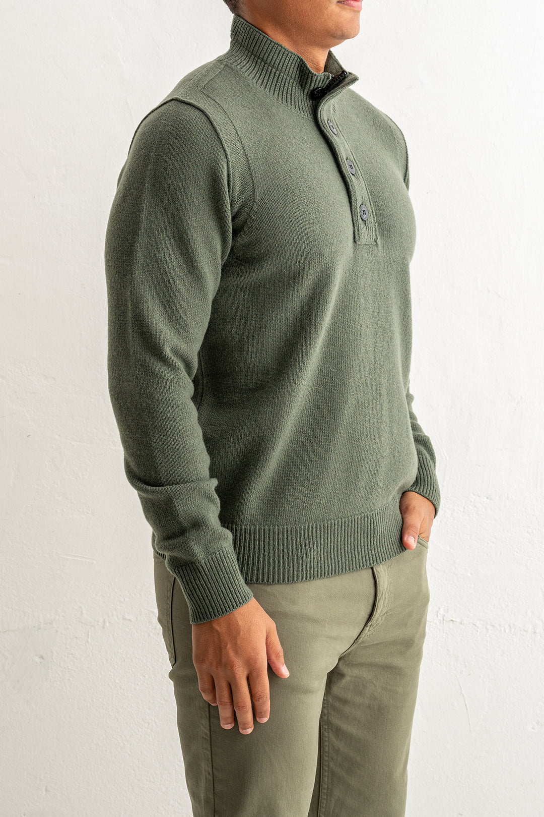 Lambswool Half Zip Sweater 5100040 MILITARY GREEN