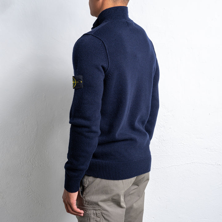 Halz Zip Knitted Wool Sweater Navy Blue