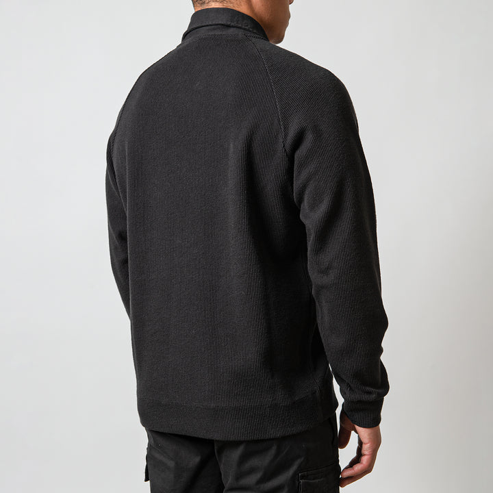 Ribbed Polo Sweatshirt BLACK