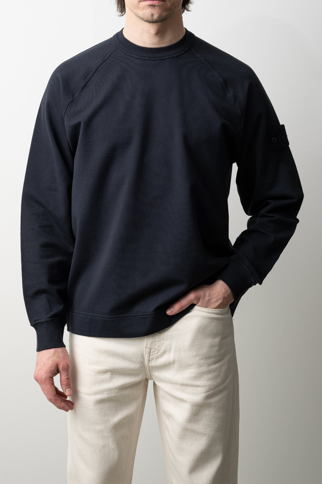 Stretch Cotton Fleece Ghost Sweater 6100064 Navy Blue