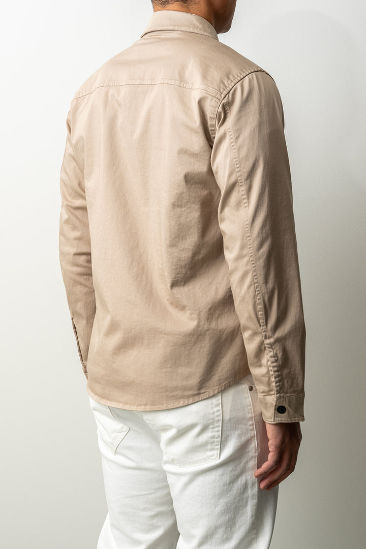 Stretch Organic Cotton Satin Overshirt 1200015 Desert Sand