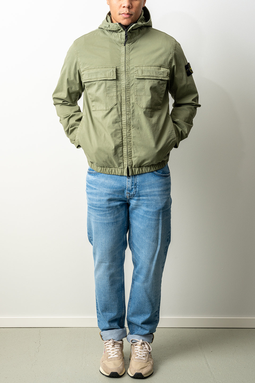 Stretch Organic Cotton Twill Jacket 4100077 MILITARY GREEN