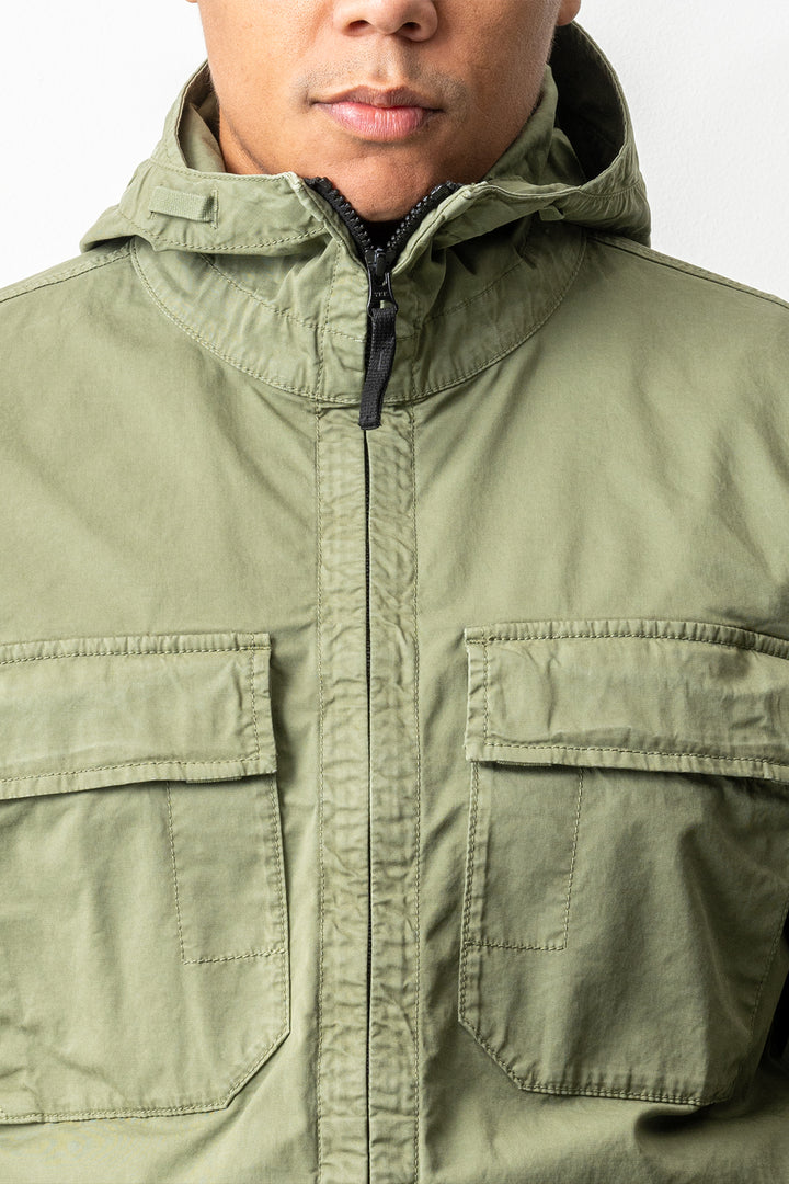 Stretch Organic Cotton Twill Jacket 4100077 MILITARY GREEN