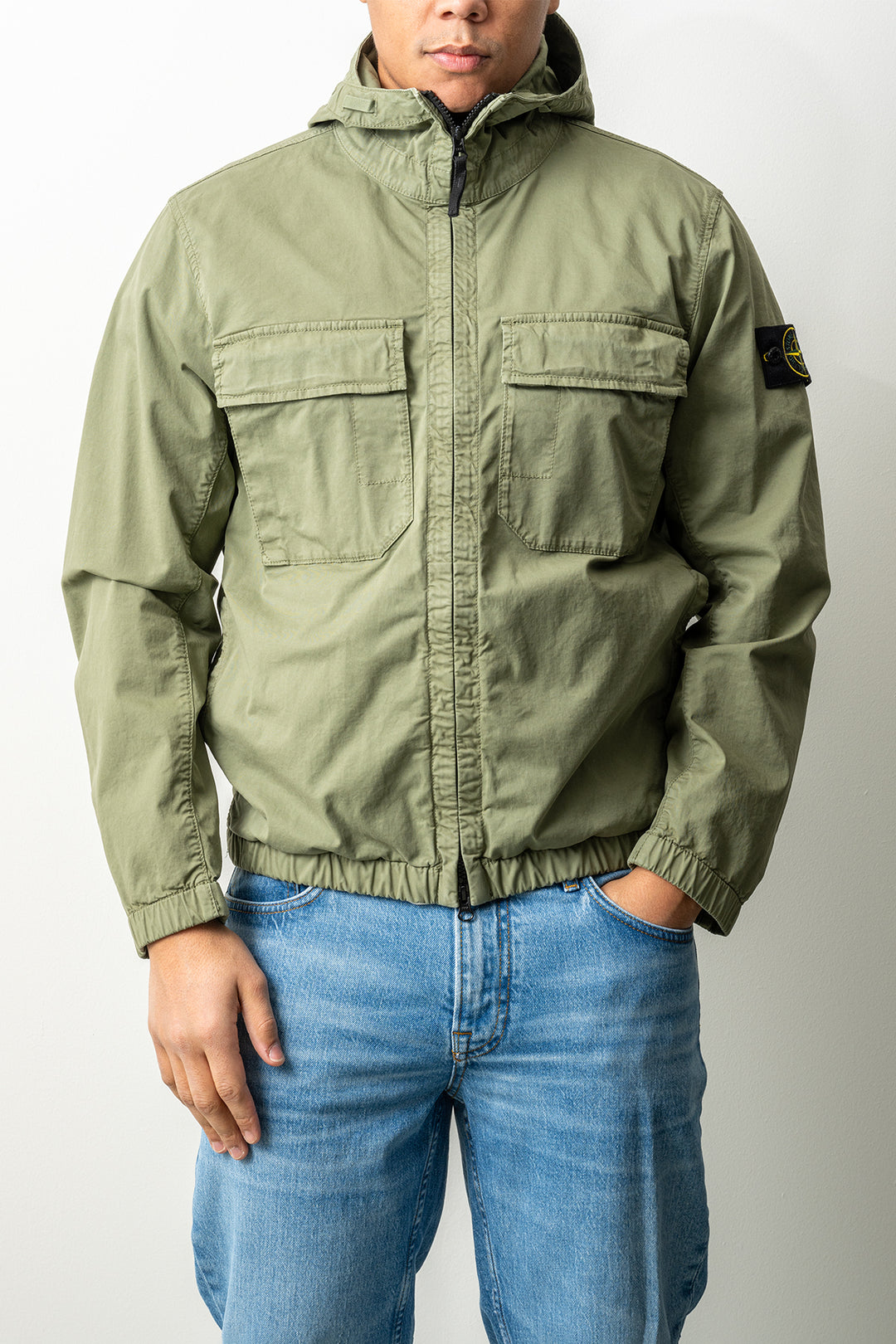 Stretch Organic Cotton Twill Jacket 4100077 MILITARY GREEN