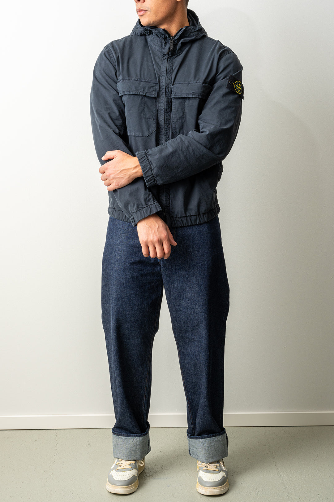 Stretch Organic Cotton Twill Jacket 4100077 Navy Blue