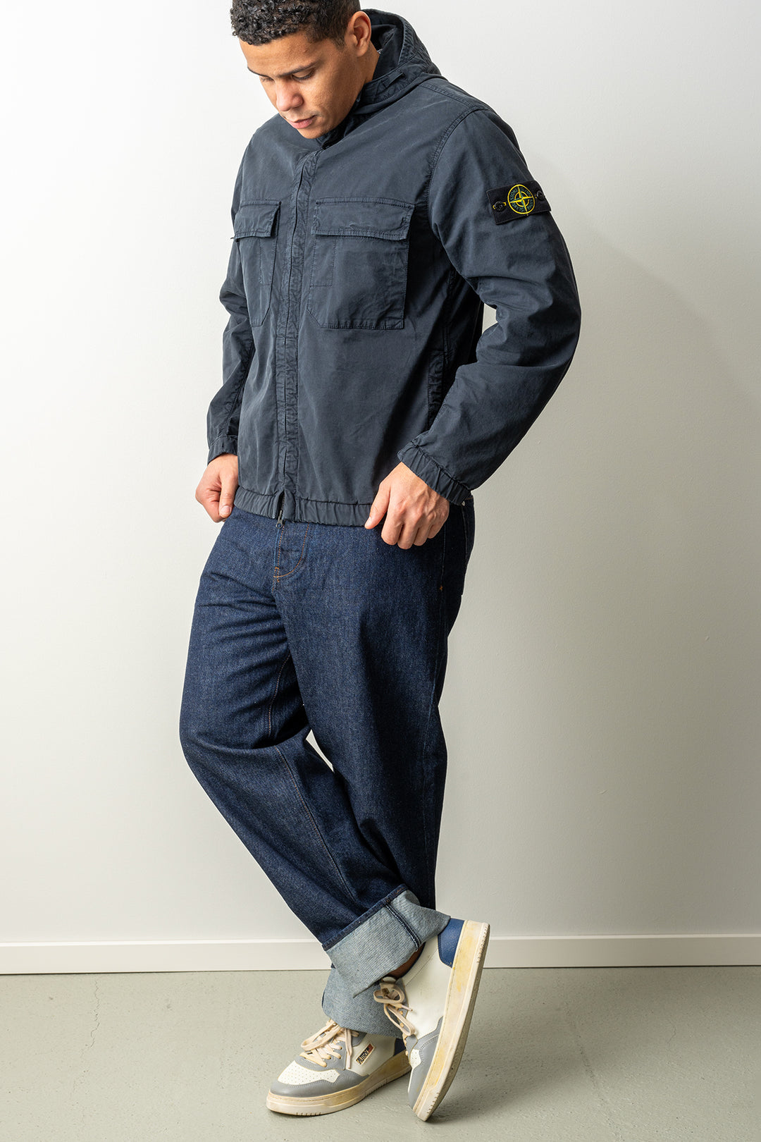 Stretch Organic Cotton Twill Jacket 4100077 Navy Blue