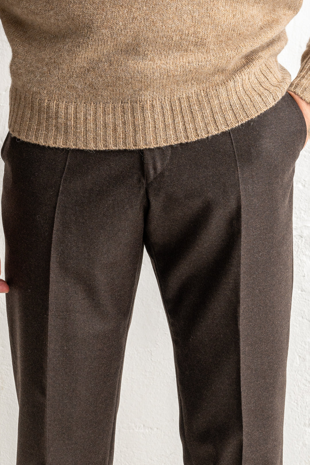 Renzo Flannel Trouser Dark Brown