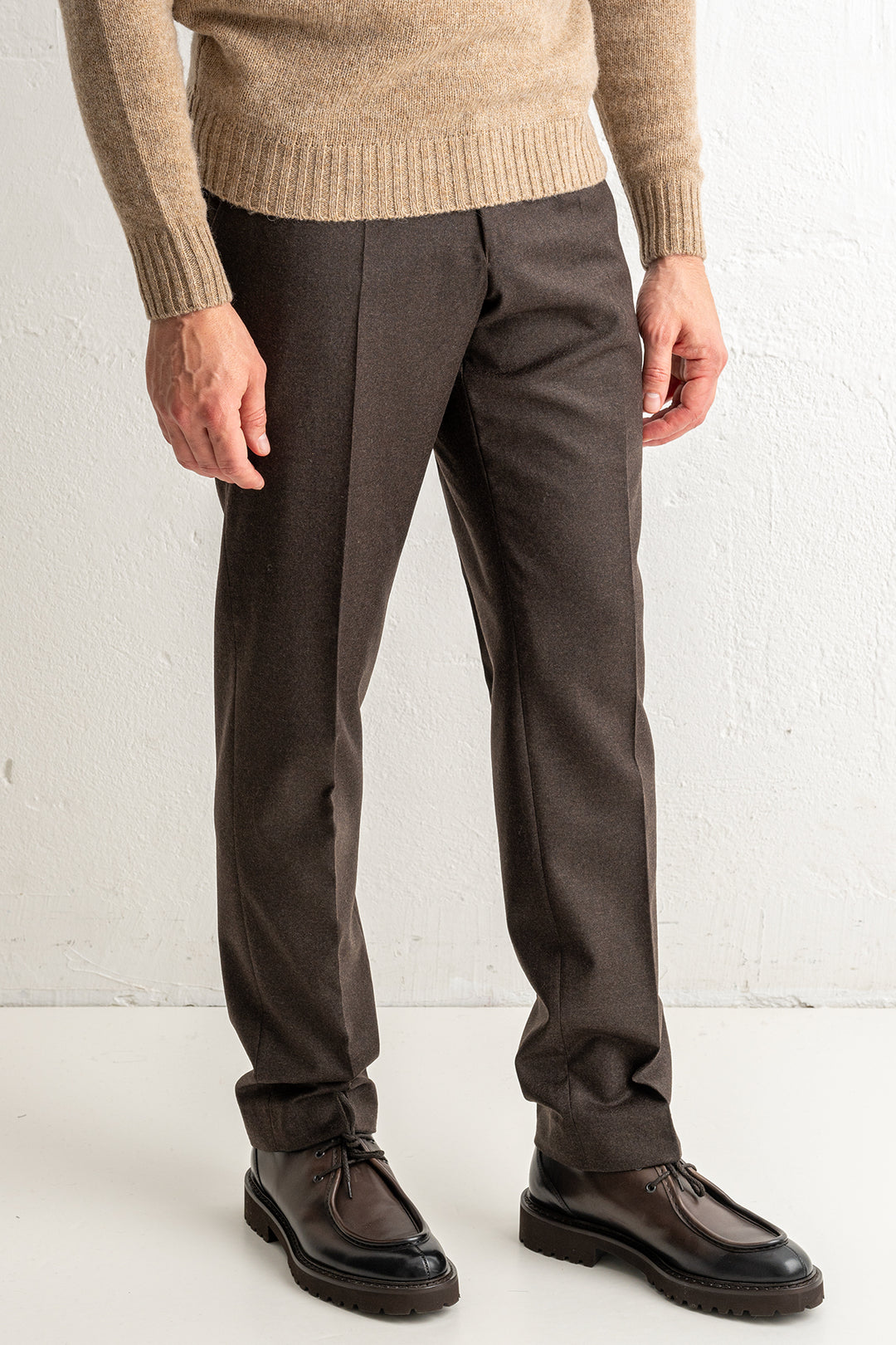 Renzo Flannel Trouser Dark Brown