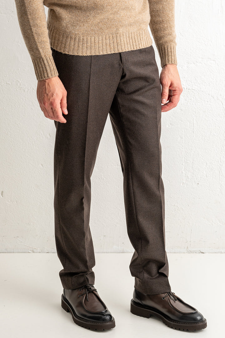Renzo Flannel Trouser Dark Brown
