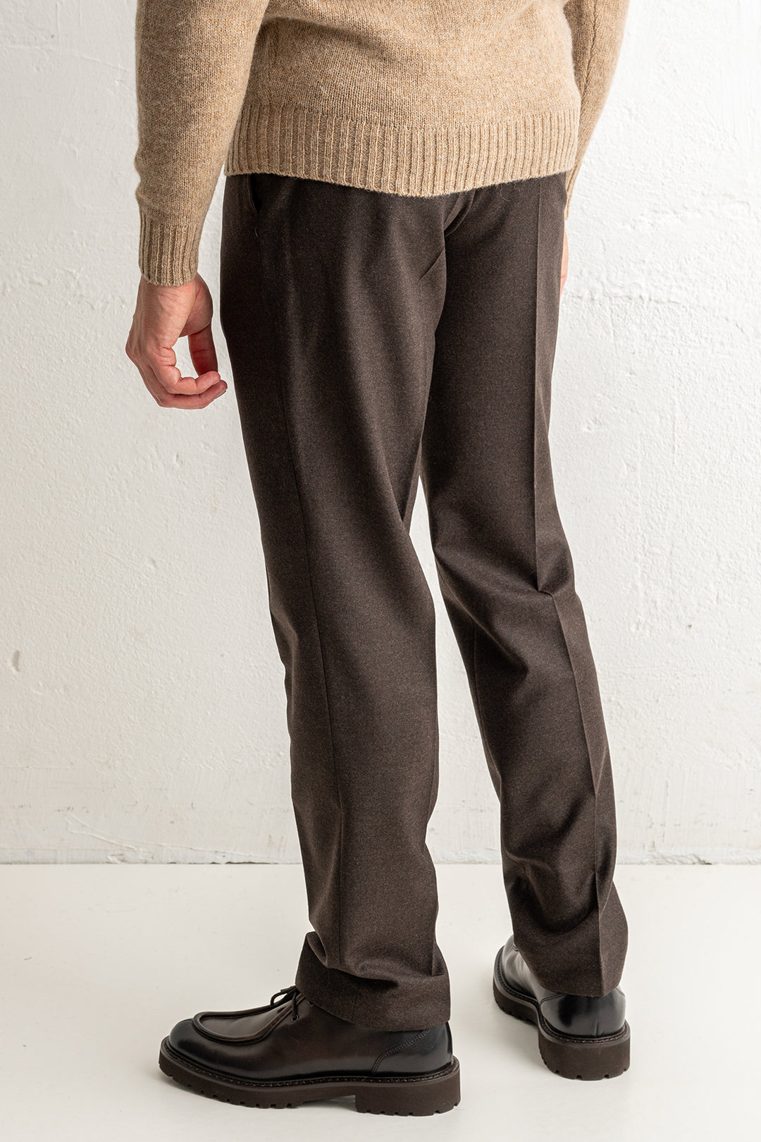 Renzo Flannel Trouser Dark Brown