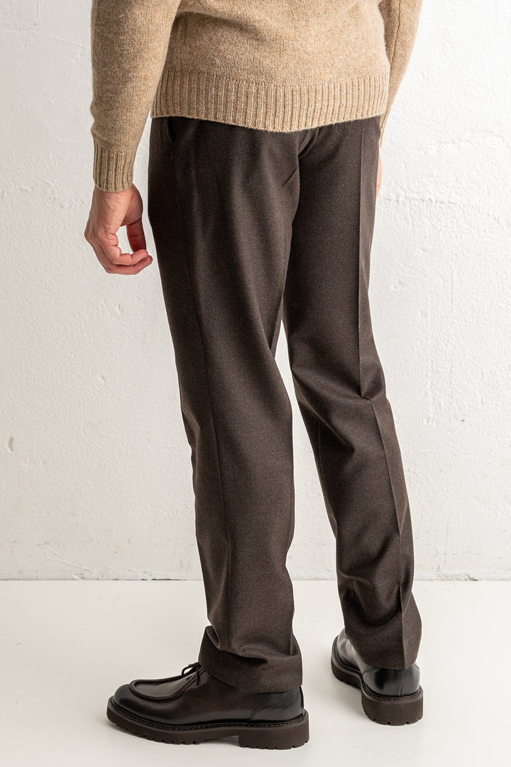 Renzo Flannel Trouser Dark Brown
