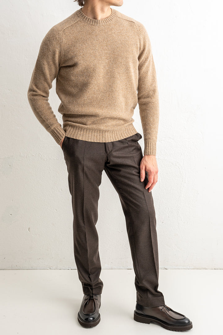 Renzo Flannel Trouser Dark Brown