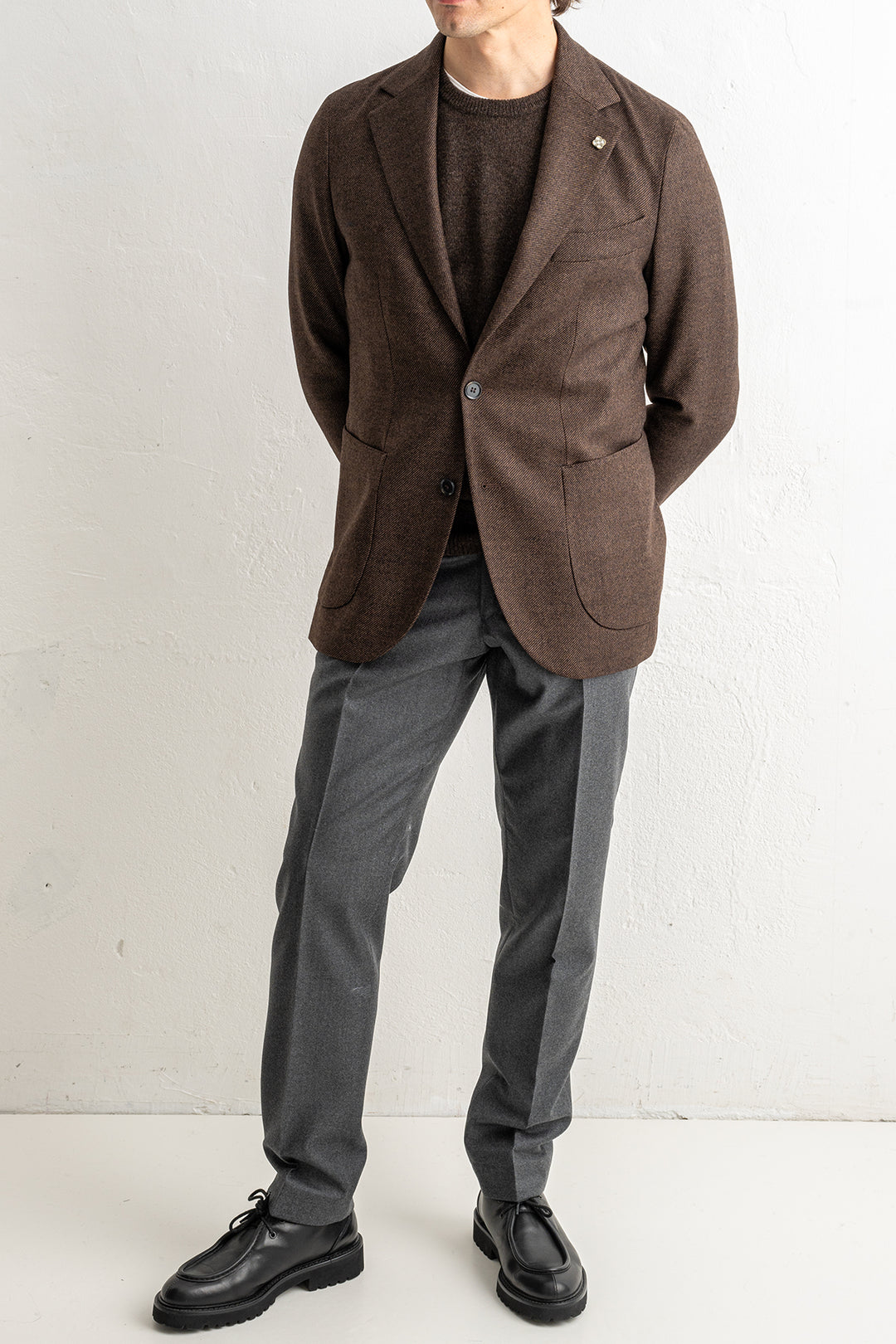 Loro Piana Wool Cashmere Blazer Dark Brown