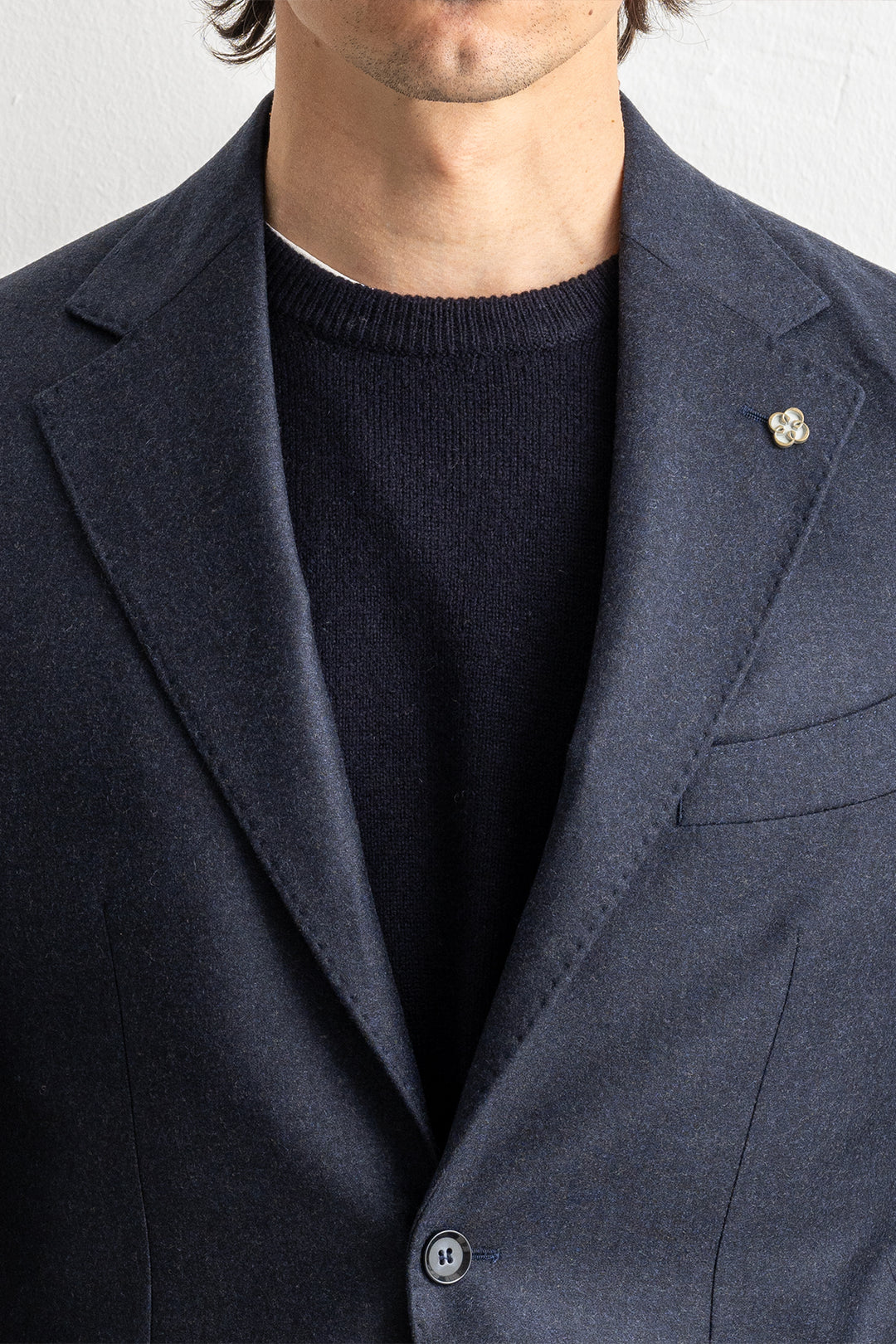Renzo Flannel Blazer Dark Navy