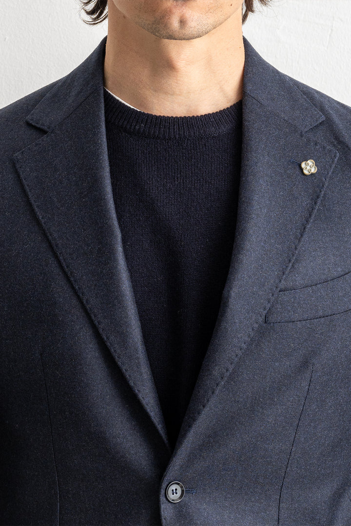 Renzo Flannel Blazer Dark Navy