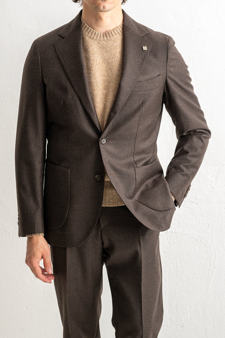 Renzo Flannel Blazer Dark Brown