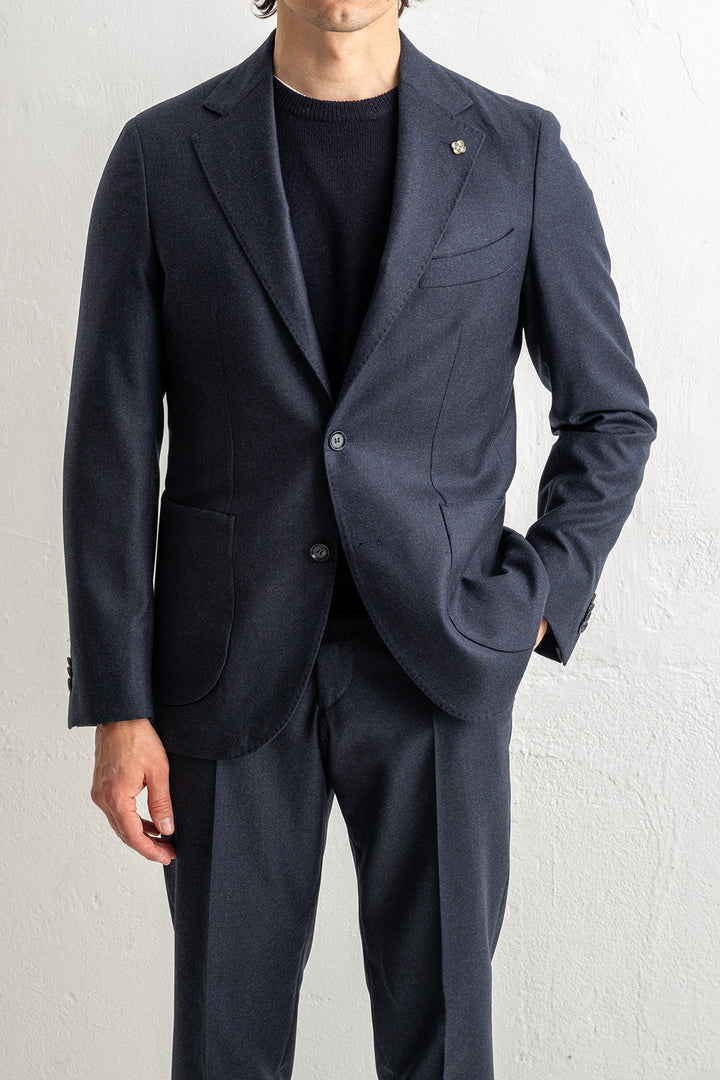 Renzo Flannel Blazer Dark Navy