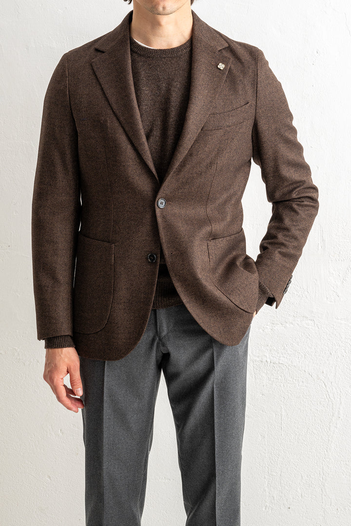 Loro Piana Wool Cashmere Blazer Dark Brown
