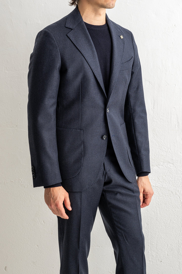 Renzo Flannel Blazer Dark Navy