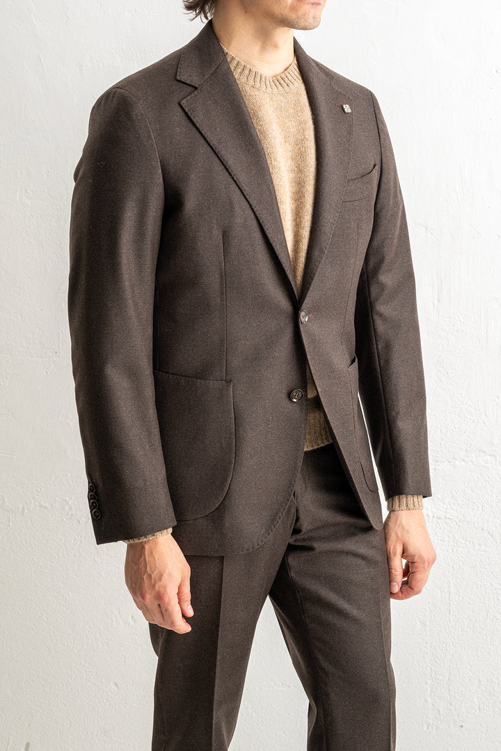 Renzo Flannel Blazer Dark Brown