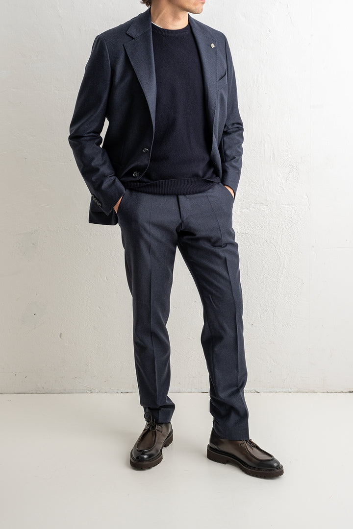 Renzo Flannel Blazer Dark Navy