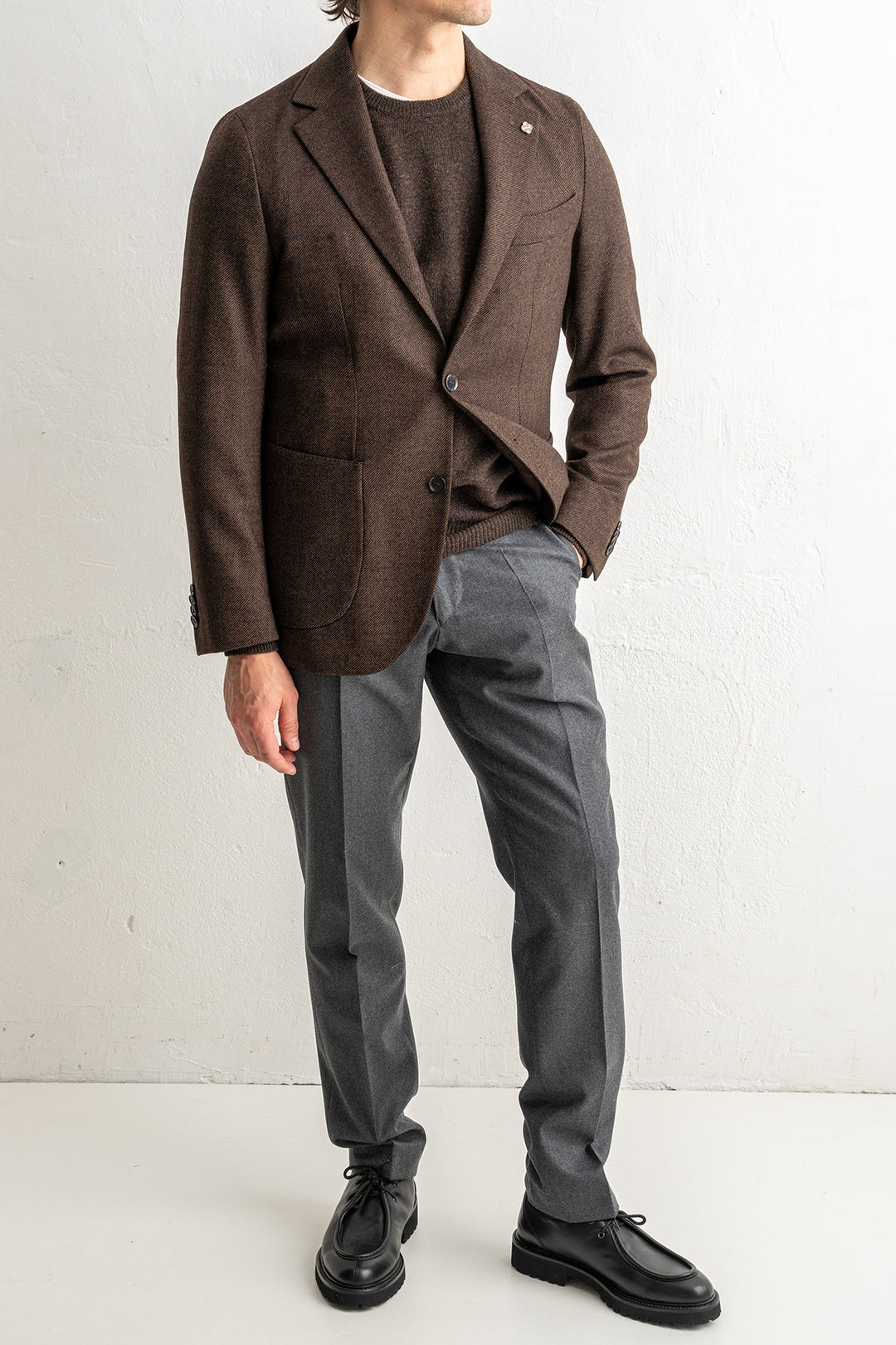 Loro Piana Wool Cashmere Blazer Dark Brown