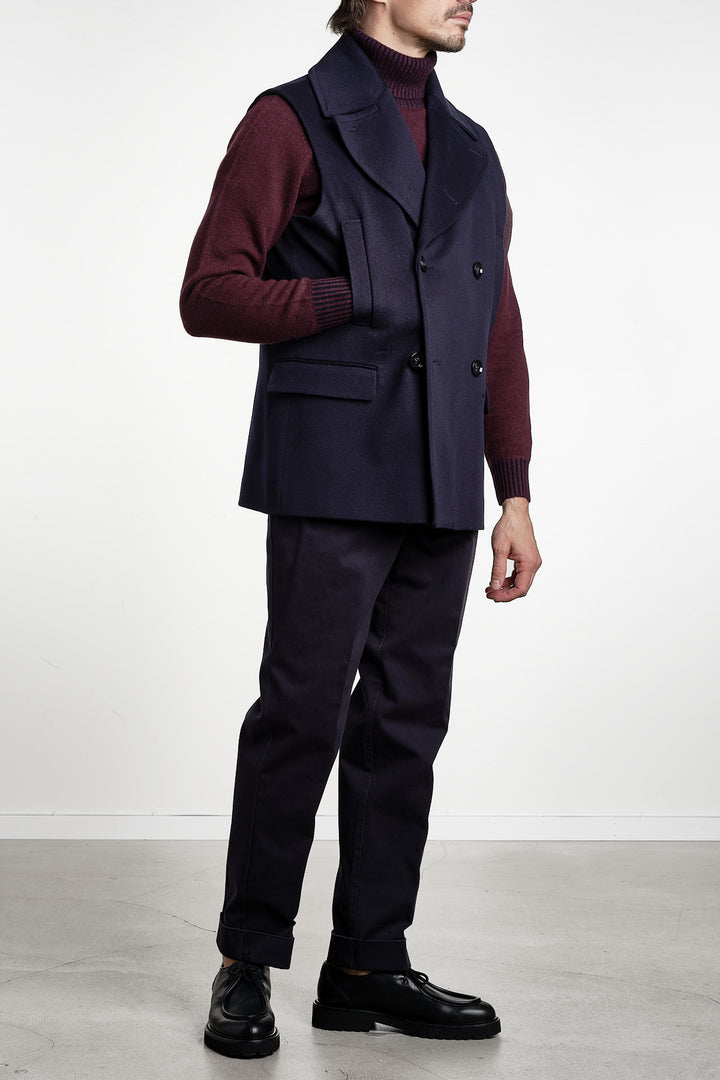 Jupiter Nautical Vest Dark Navy – Studio 73, helfigur från sidan