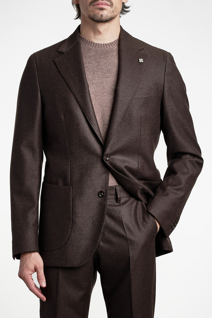 Rio Flannel Blazer Dark Brown – Studio 73, framifrån