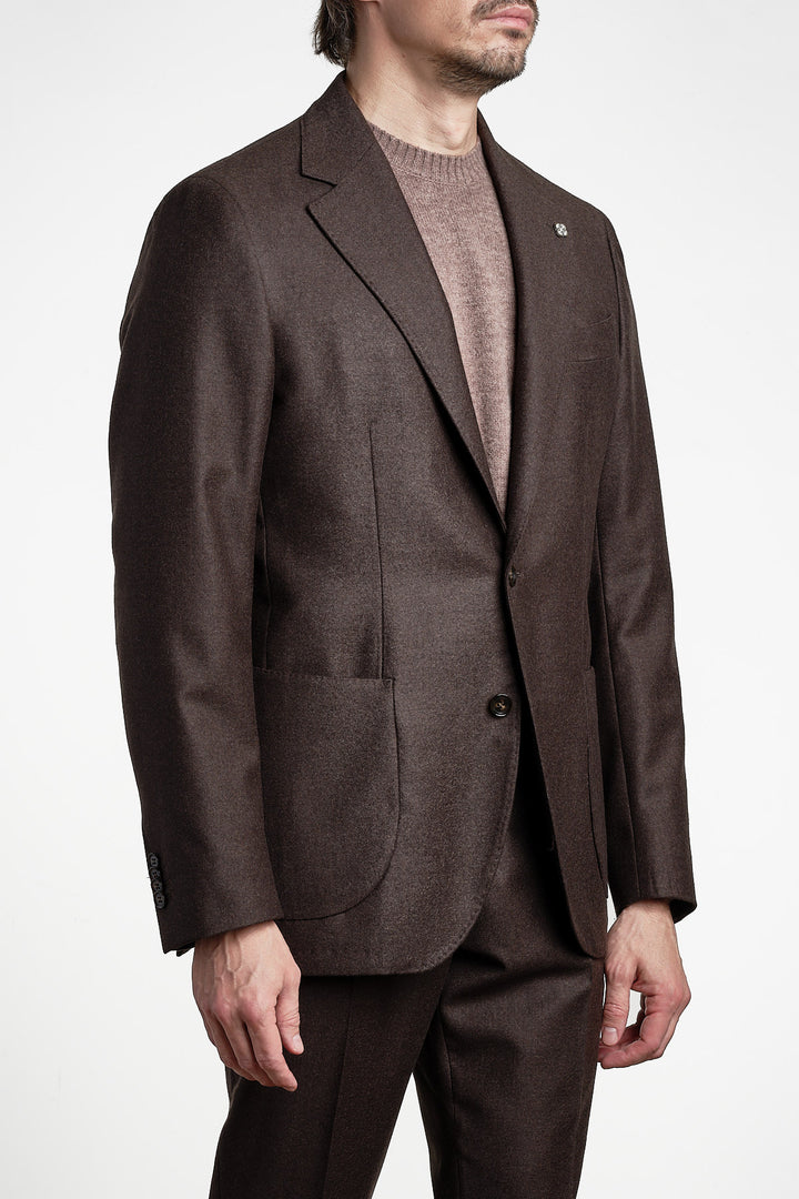 Rio Flannel Blazer Dark Brown – Studio 73, snett framifrån