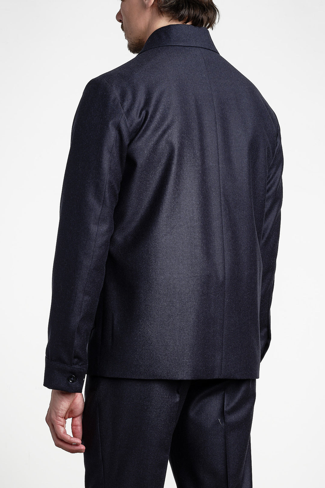 Rio Flannel Overshirt Dark Navy – Studio 73, bakifrån