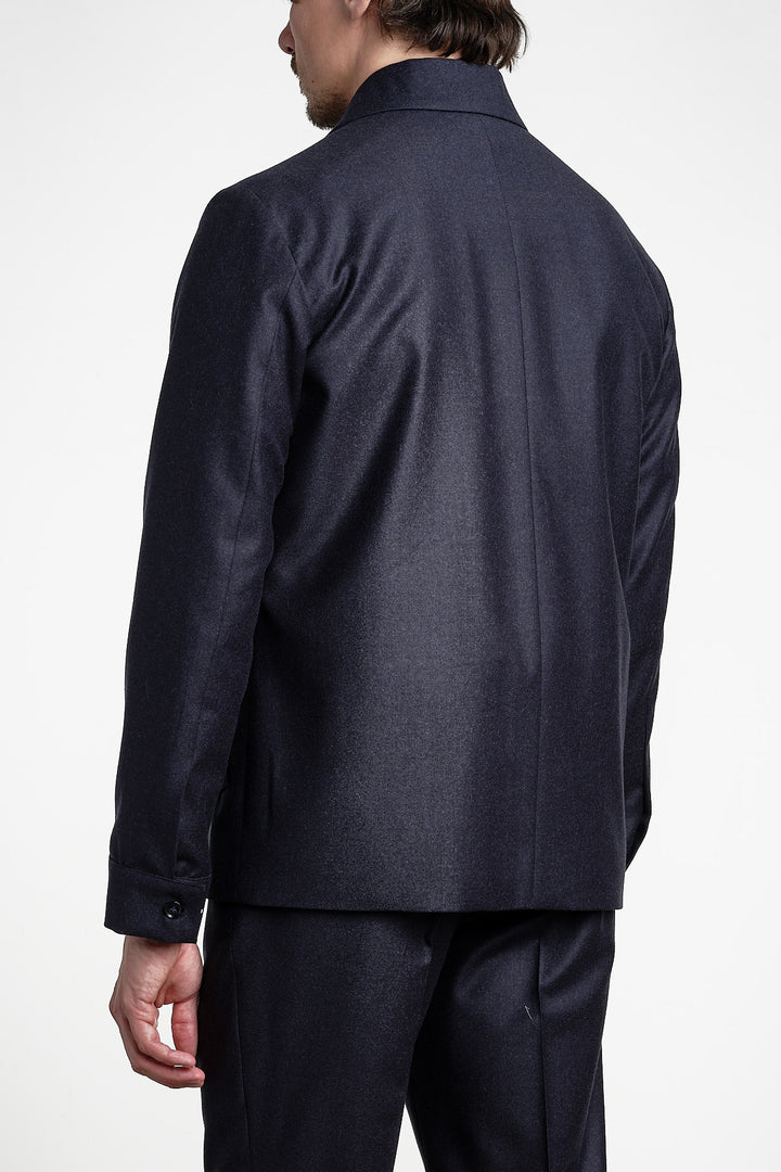 Rio Flannel Overshirt Dark Navy – Studio 73, bakifrån