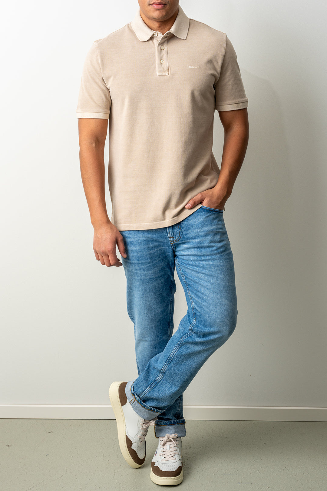Sunfaded SS Polo Oat Beige