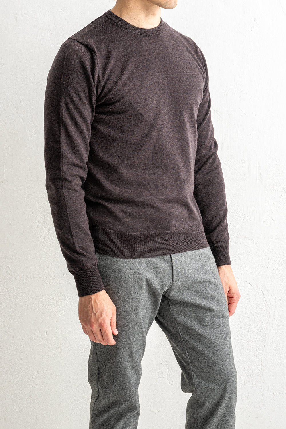Superfine Merino Crewneck Brown
