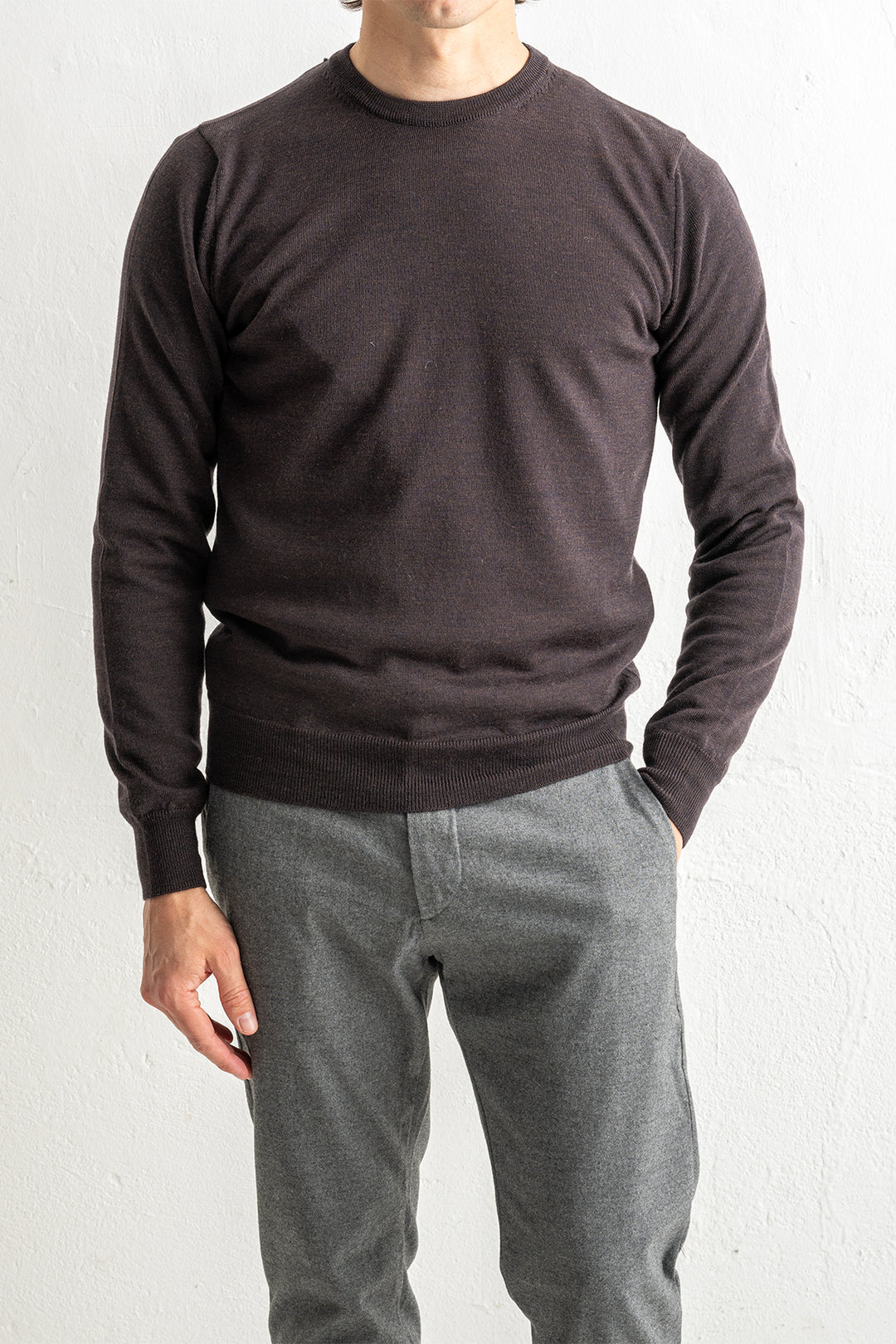 Superfine Merino Crewneck Brown