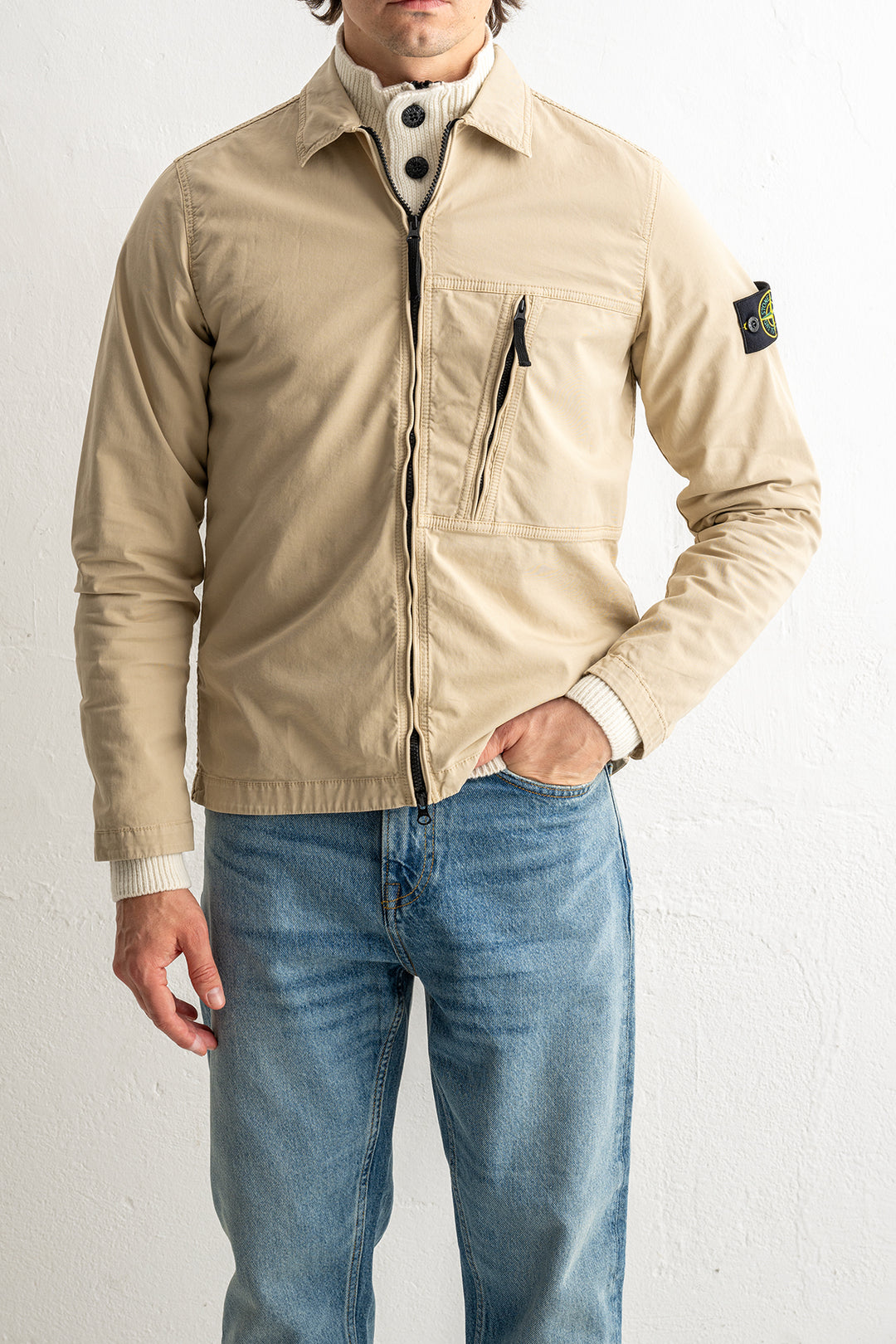 Supima® Cotton Twill Stretch-TC Overshirt 1200003 Desert