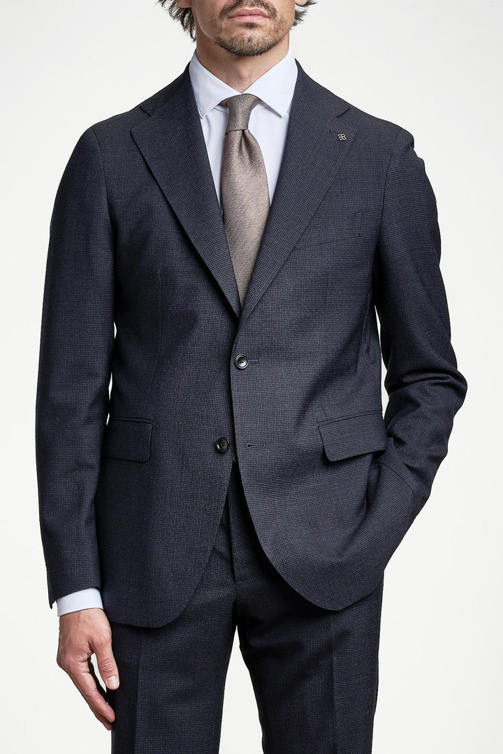 Luxury Pepita Wool Suit Blue – TAGLIATORE, framifrån