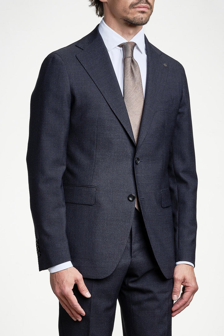 Luxury Pepita Wool Suit Blue – TAGLIATORE, sidan